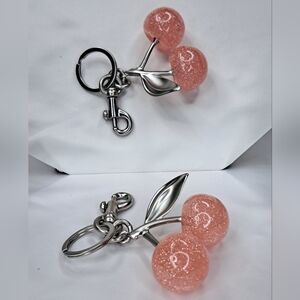 Elegant Pink Cherry Keychain